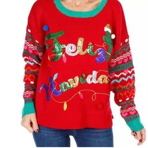 NWT Women's Medium Christmas Feliz Navidad Pullover Sweater